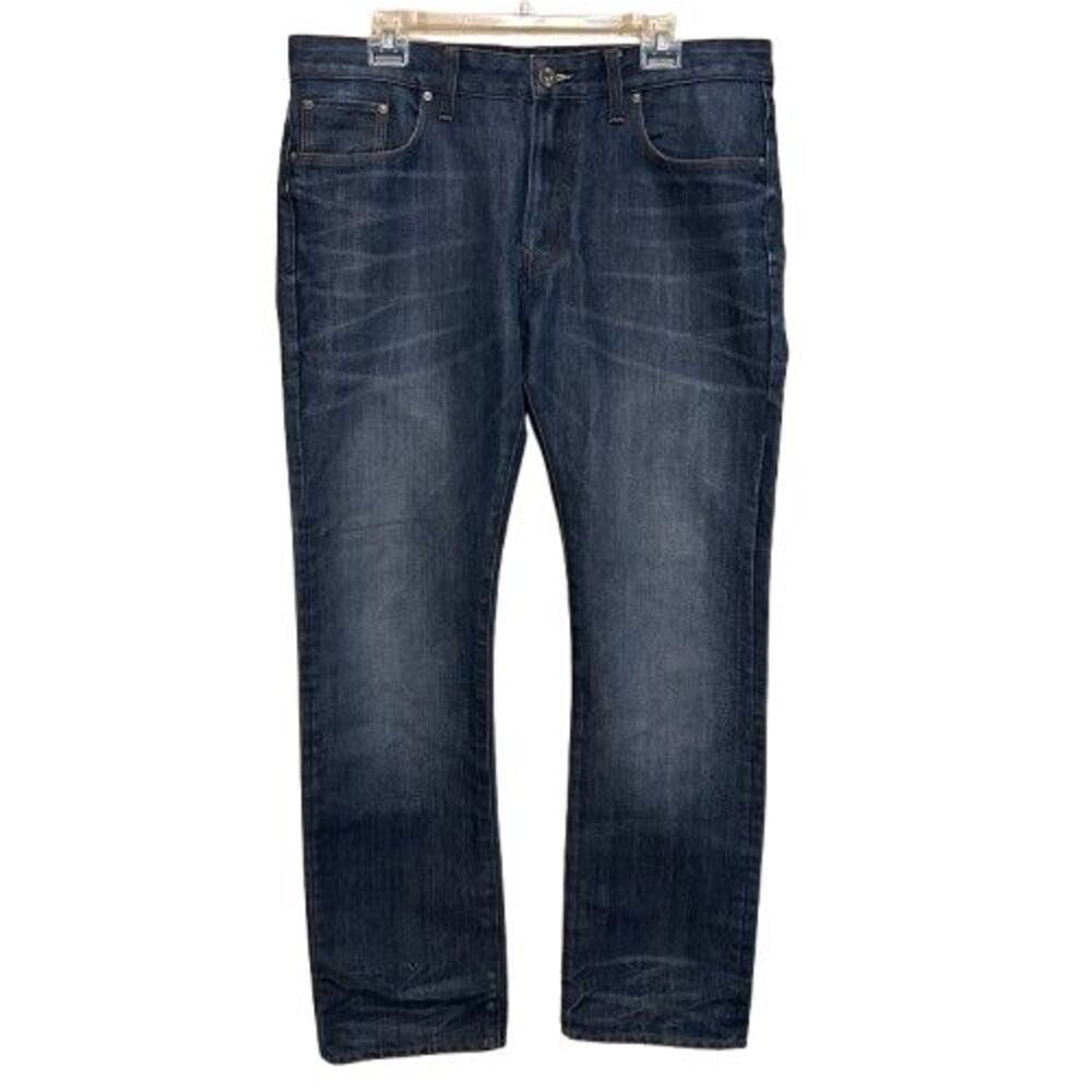 G-Star Raw 3301 Slim Straight  Jeans Men 36x32 Dark Wash Blue Denim Zip Fly